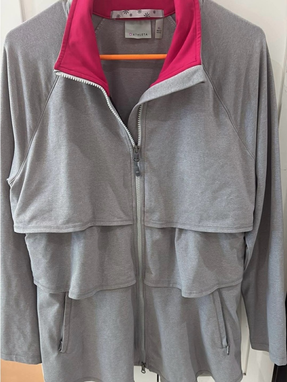 Athleta Gray Utility Jacket with Pink Inner Collar